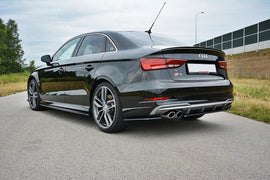 Maxton Design Heck Ansatz Flaps Diffusor passend für Audi S3 / A3 S-Line 8V FL Limousine schwarz Hochglanz