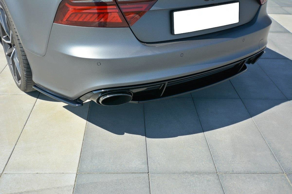 Maxton Design Heck Ansatz Flaps Diffusor passend für Audi RS7 Facelift schwarz Hochglanz