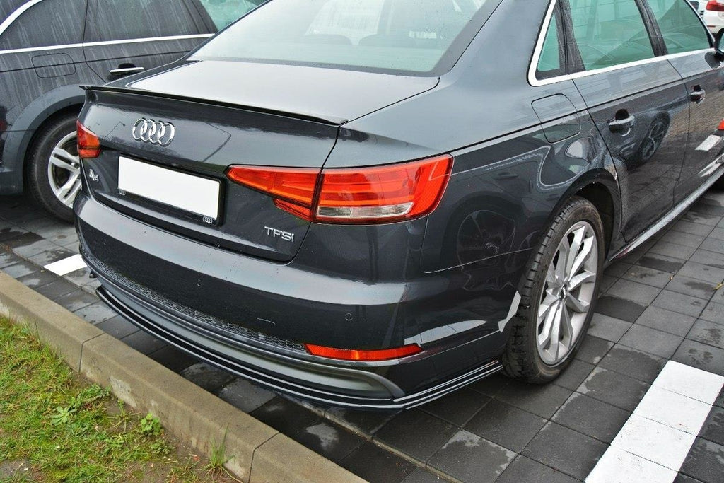 Maxton Design Heck Ansatz Flaps Diffusor passend für Audi A4 B9 S-Line schwarz Hochglanz