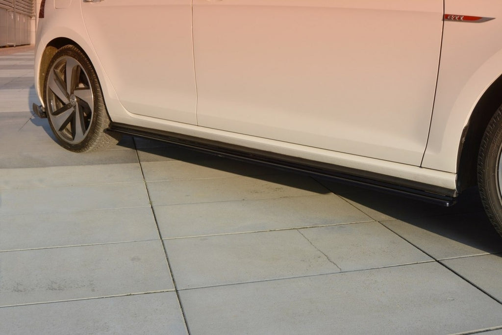 Maxton Design Seitenschweller Ansatz passend für VW GOLF 7 GTI PREFACE/FACELIFT (breit) schwarz Hochglanz