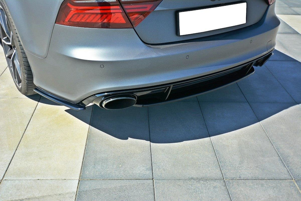 Maxton Design Mittlerer Diffusor Heck Ansatz passend für Audi RS7 Facelift schwarz Hochglanz
