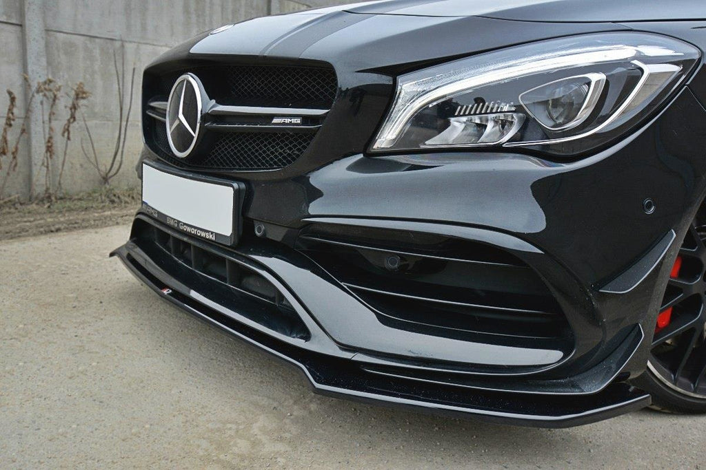 Maxton Design Front Ansatz passend für V.2 Mercedes CLA A45 AMG C117 Facelift schwarz Hochglanz