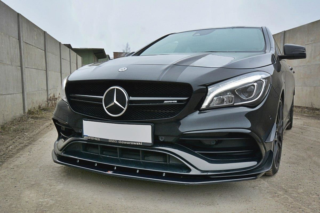 Maxton Design Front Ansatz passend für V.1 Mercedes CLA A45 AMG C117 Facelift schwarz Hochglanz
