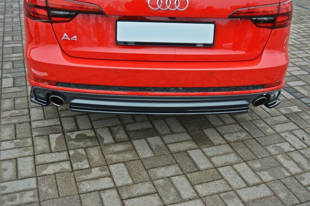Maxton Design Mittlerer Diffusor Heck Ansatz passend für Audi A4 B9 S-Line schwarz Hochglanz