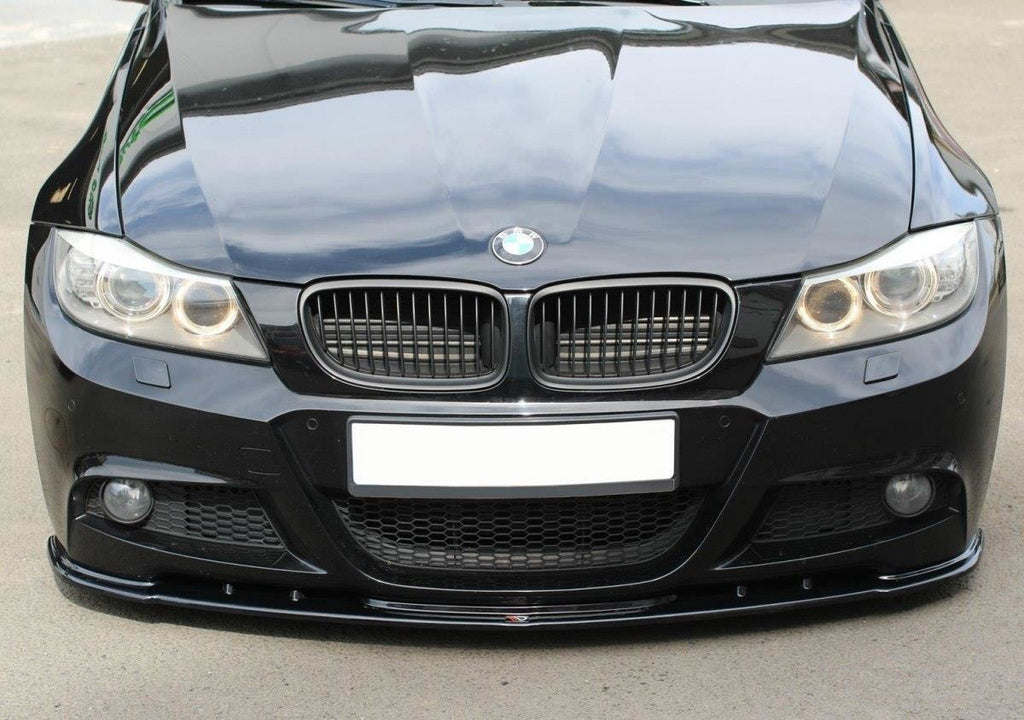 Maxton Design Front Ansatz passend für V.1 BMW 3er E91 M Paket FACELIFT schwarz Hochglanz