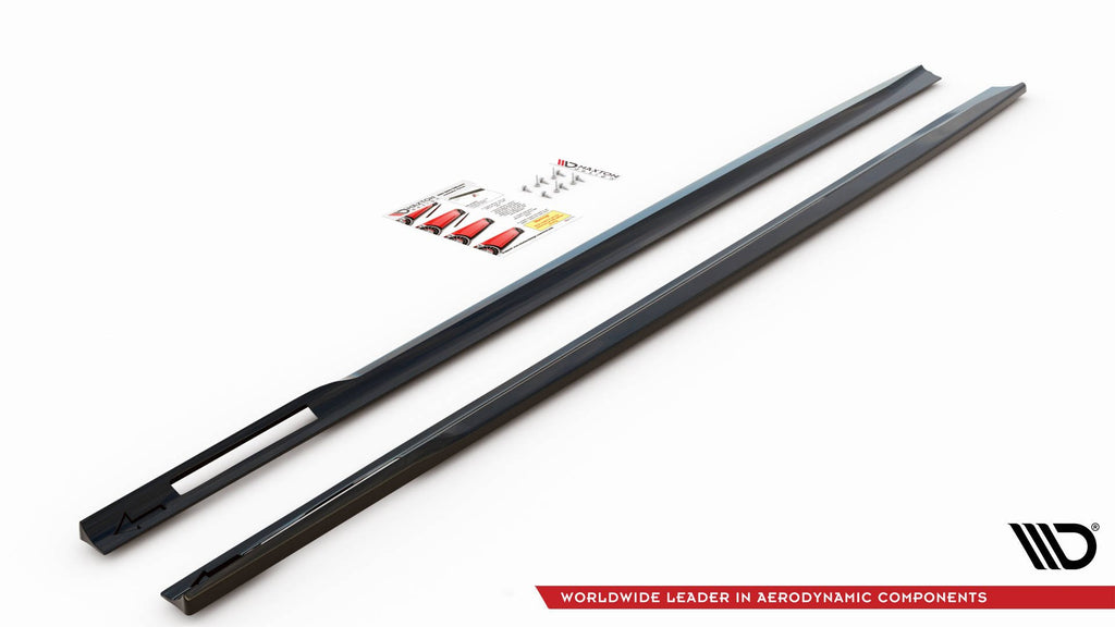 Maxton Design Seitenschweller Ansatz für V.1 für BMW 4er M-Paket G22 schwarz Hochglanz