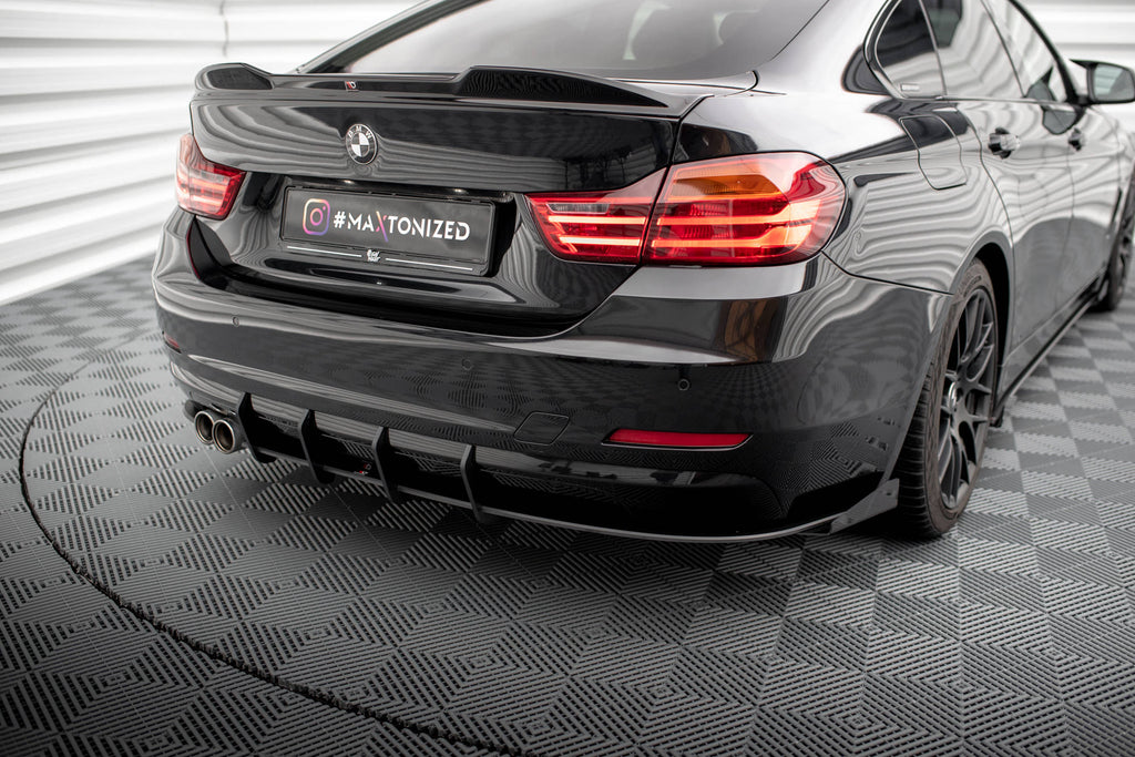 Maxton Design Street Pro Heck Ansatz Flaps Diffusor +Flaps für BMW 4er Gran Coupe F36 schwarz Hochglanz