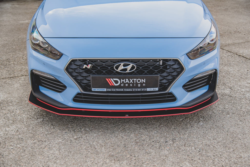 Maxton Design Robuste Racing Front Ansatz passend für + Flaps passend für Hyundai I30 N Mk3 Hatchback / Fastback schwarz Hochglanz
