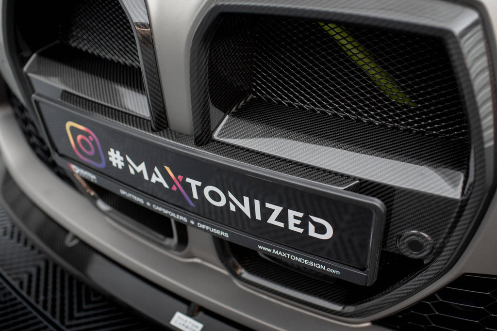 Maxton Design Carbon Fiber Front Grill + License Plate Holder Base BMW M4 G82  / M3 G80