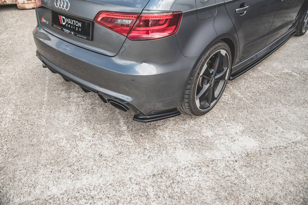 Maxton Design Heck Ansatz Flaps Diffusor passend für V.1 Audi RS3 8V Sportback schwarz Hochglanz