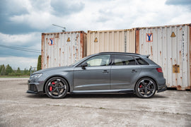 Maxton Design Robuste Racing Seitenschweller Ansatz passend für + Flaps Audi RS3 8V Sportback schwarz Hochglanz