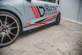 Maxton Design Robuste Racing Seitenschweller Ansatz passend für + Flaps passend für Ford Fiesta Mk8 ST / ST-Line schwarz Hochglanz