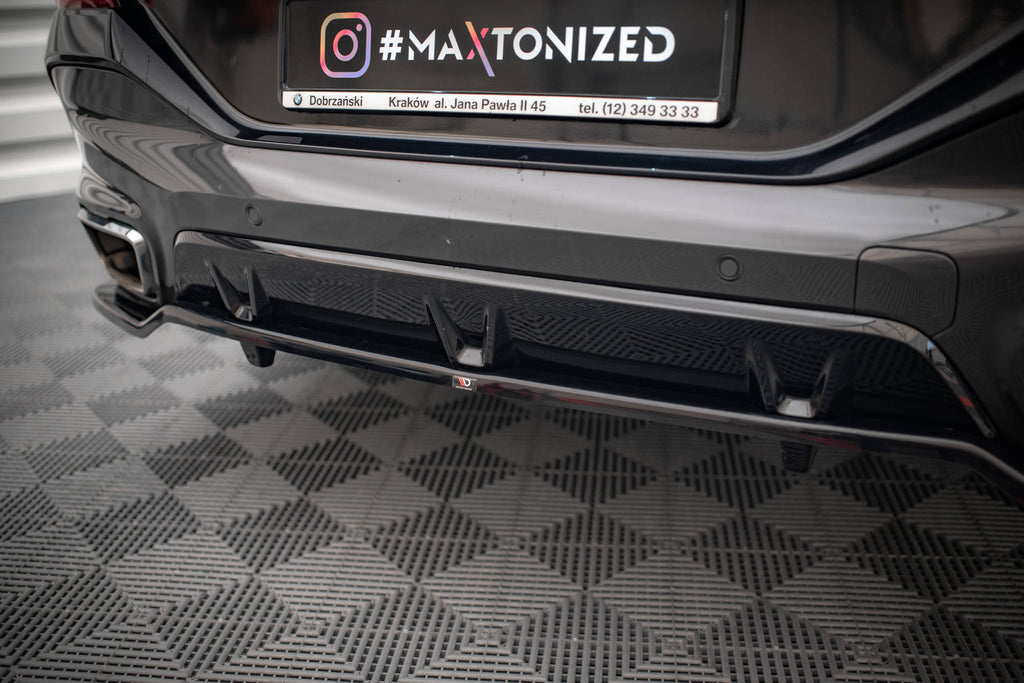 Maxton Design Mittlerer Diffusor Heck Ansatz DTM Look für V.3 BMW X6 M-Paket G06 schwarz Hochglanz