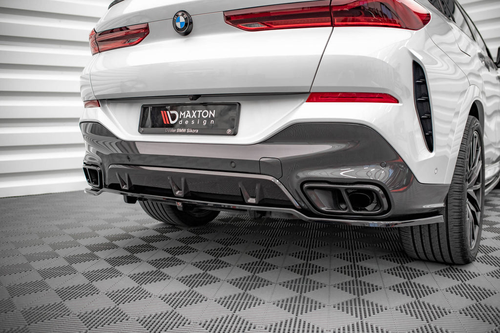 Maxton Design Mittlerer Diffusor Heck Ansatz DTM Look für V.1 BMW X6 M-Paket G06 schwarz Hochglanz