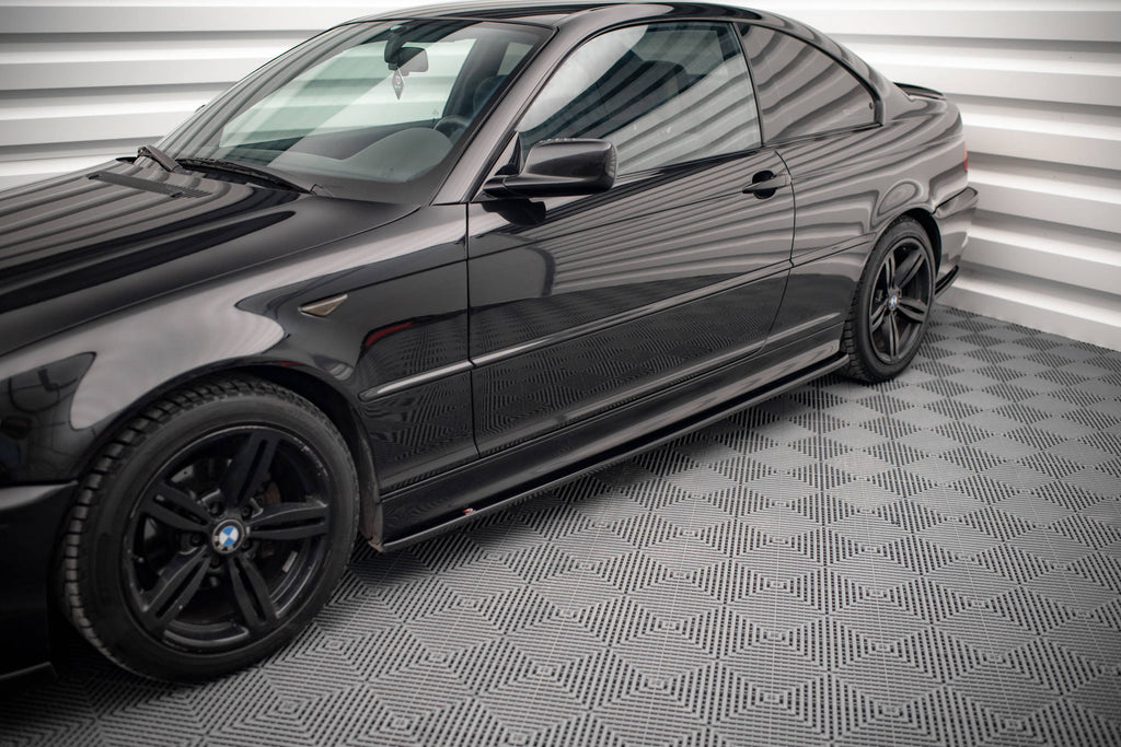 Maxton Design Seitenschweller Ansatz für V.2 für BMW 3er Coupe M-Paket E46 schwarz Hochglanz
