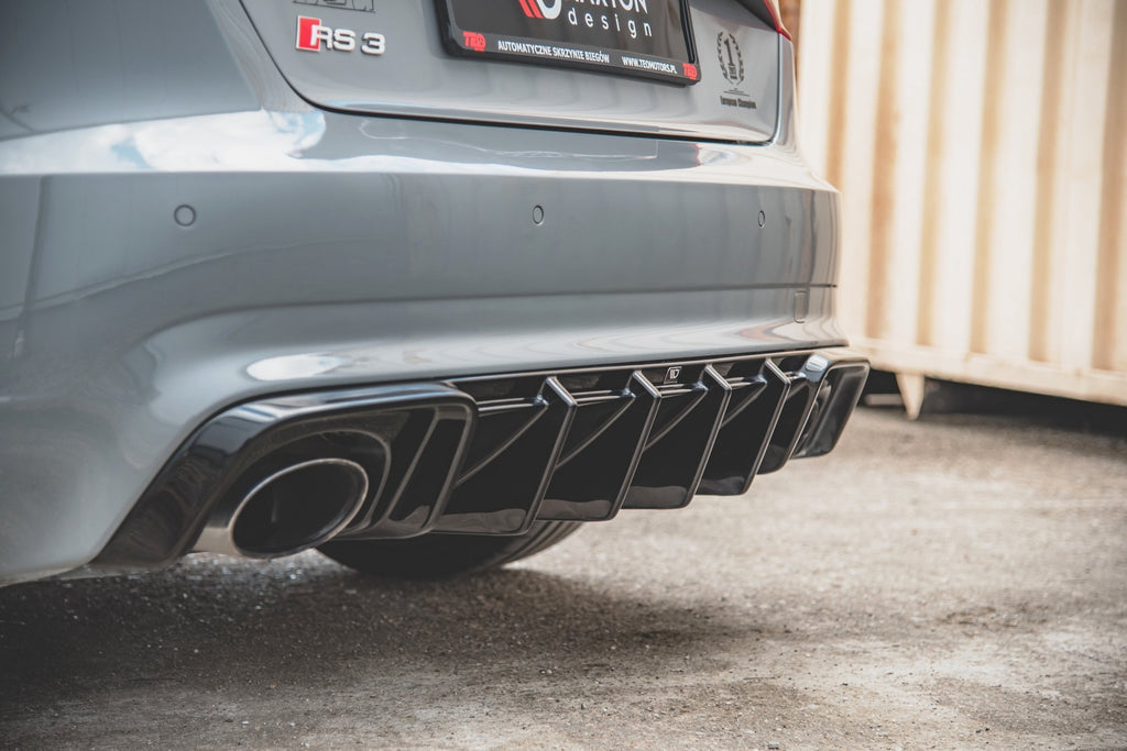 Maxton Design Diffusor Heck Ansatz passend für Audi RS3 8V Sportback schwarz Hochglanz