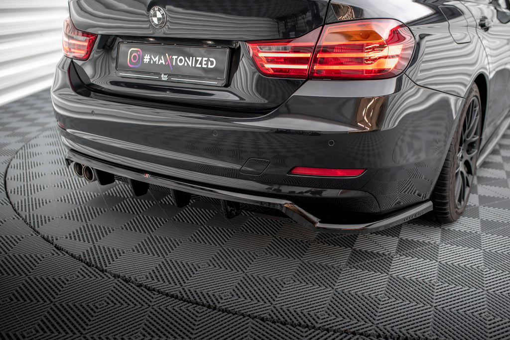 Maxton Design Mittlerer Diffusor Heck Ansatz DTM Look für BMW 4er Gran Coupe F36 schwarz Hochglanz