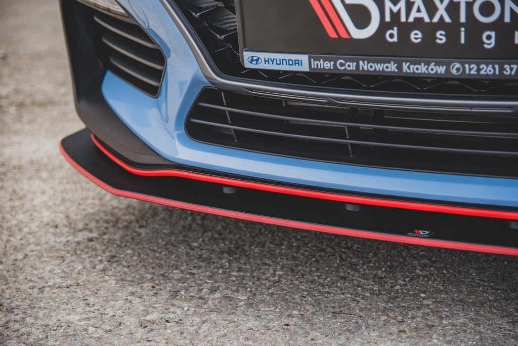Maxton Design Robuste Racing Front Ansatz passend für + Flaps passend für Hyundai I30 N Mk3 Hatchback / Fastback schwarz Hochglanz