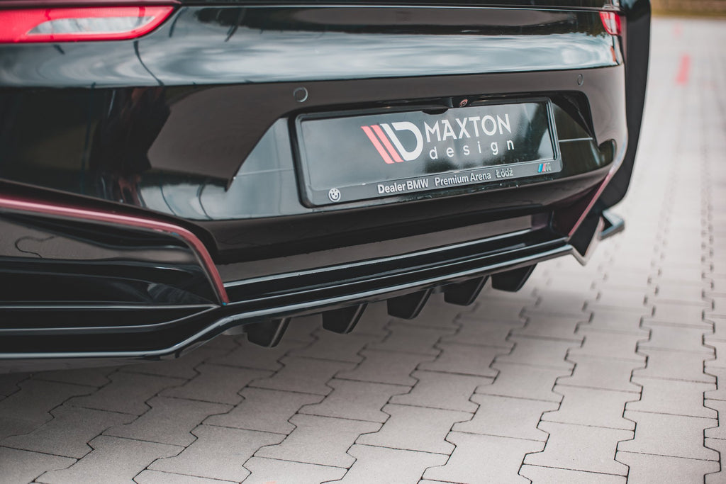 Maxton Design Mittlerer Diffusor Heck Ansatz passend für DTM Look BMW i8 schwarz Hochglanz
