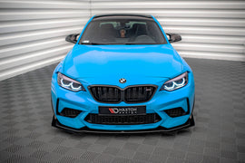 Maxton Design Street Pro Front Ansatz für +Flaps für V.1 + Flaps BMW M2 Competition F87 schwarz Hochglanz