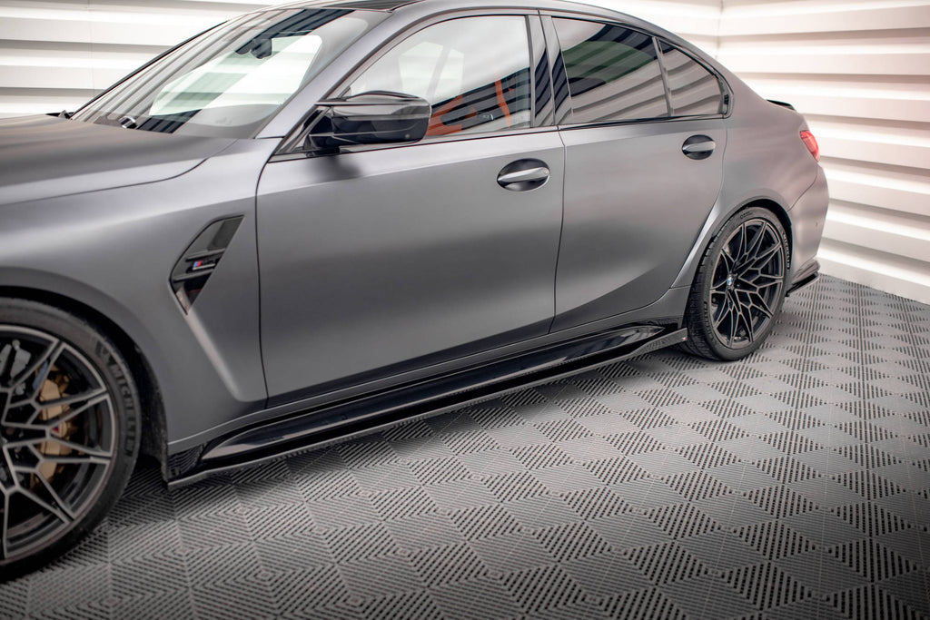 Maxton Design Seitenschweller Ansatz für V.2 für BMW M3 G80 schwarz Hochglanz