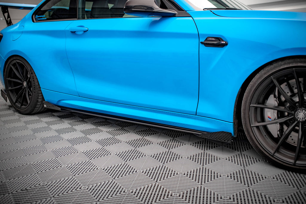 Maxton Design Street Pro Seitenschweller Ansatz für + Flaps BMW M2 F87 schwarz Hochglanz