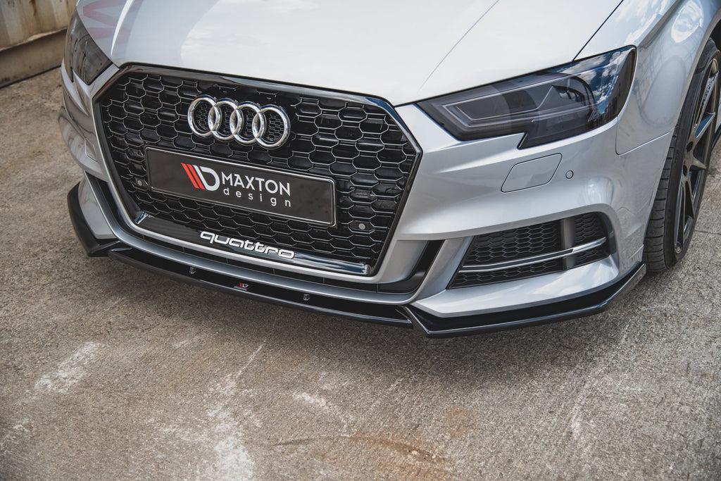 Maxton Design Front Ansatz passend für V.3 Audi S3 / A3 S-Line 8V Facelift schwarz Hochglanz