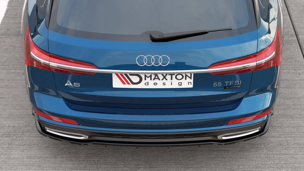 Maxton Design Mittlerer Diffusor Heck Ansatz passend für DTM Look Audi A6 S-Line Avant C8 schwarz Hochglanz