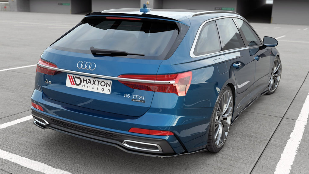 Maxton Design Mittlerer Diffusor Heck Ansatz passend für Audi A6 S-Line Avant C8 schwarz Hochglanz