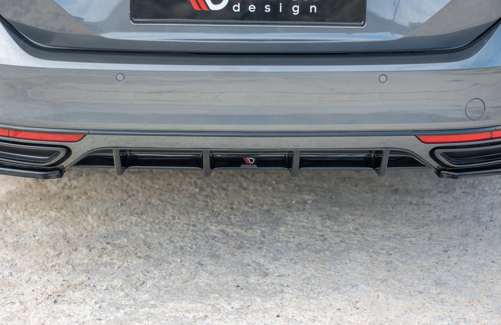 Maxton Design Diffusor Heck Ansatz passend für Volkswagen Passat R-Line B8 schwarz Hochglanz
