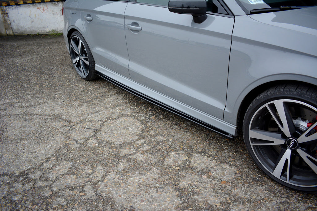 Maxton Design Seitenschweller Ansatz passend für Audi RS3 8V FL Limousine schwarz Hochglanz