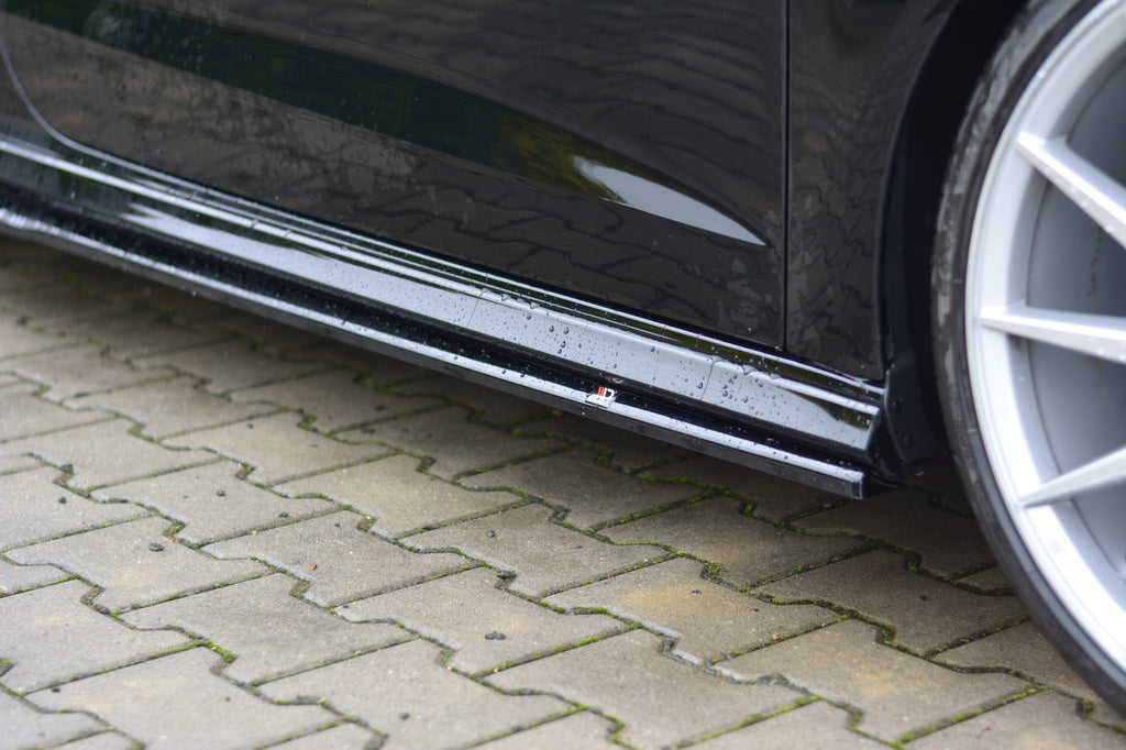 Maxton Design Seitenschweller Ansatz passend für Audi S3 / A3 S-Line 8V / 8V FL Hatchback schwarz Hochglanz