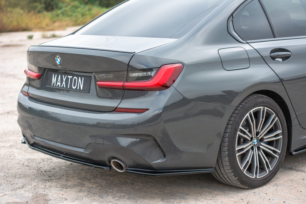 Maxton Design Heck Ansatz Flaps Diffusor passend für BMW 3er G20 M Paket schwarz Hochglanz