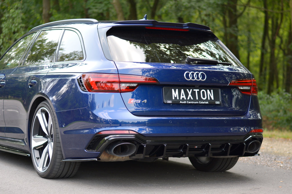 Maxton Design Spoiler CAP passend für Audi RS4 B9 Avant schwarz Hochglanz