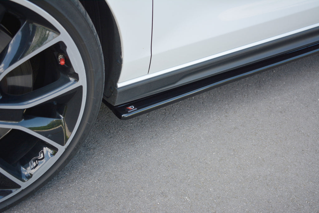 Maxton Design Seitenschweller Ansatz passend für V.1 Hyundai I30 N Mk3 Hatchback / Fastback schwarz Hochglanz