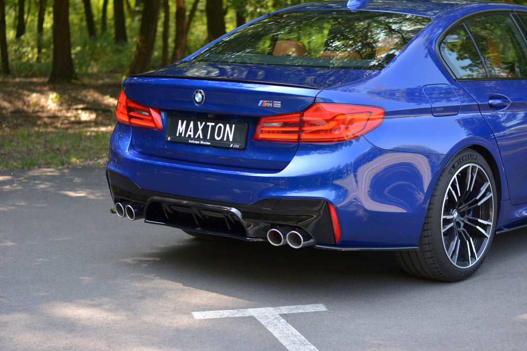 Maxton Design Heck Ansatz Flaps Diffusor passend für BMW M5 F90 schwarz Hochglanz