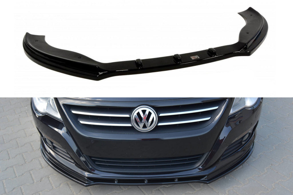 Maxton Design Front Ansatz passend für V.1 VW PASSAT CC vor Facelift, STANDARD STOßSTANGE schwarz Hochglanz