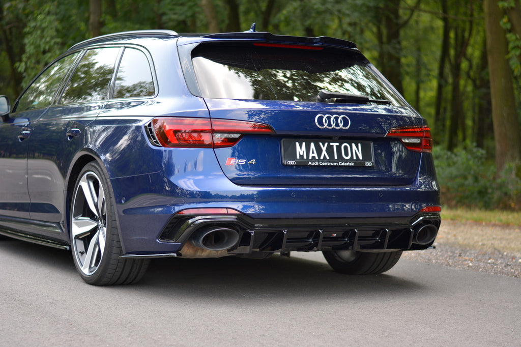 Maxton Design Diffusor Heck Ansatz passend für Audi RS4 B9 Avant schwarz Hochglanz