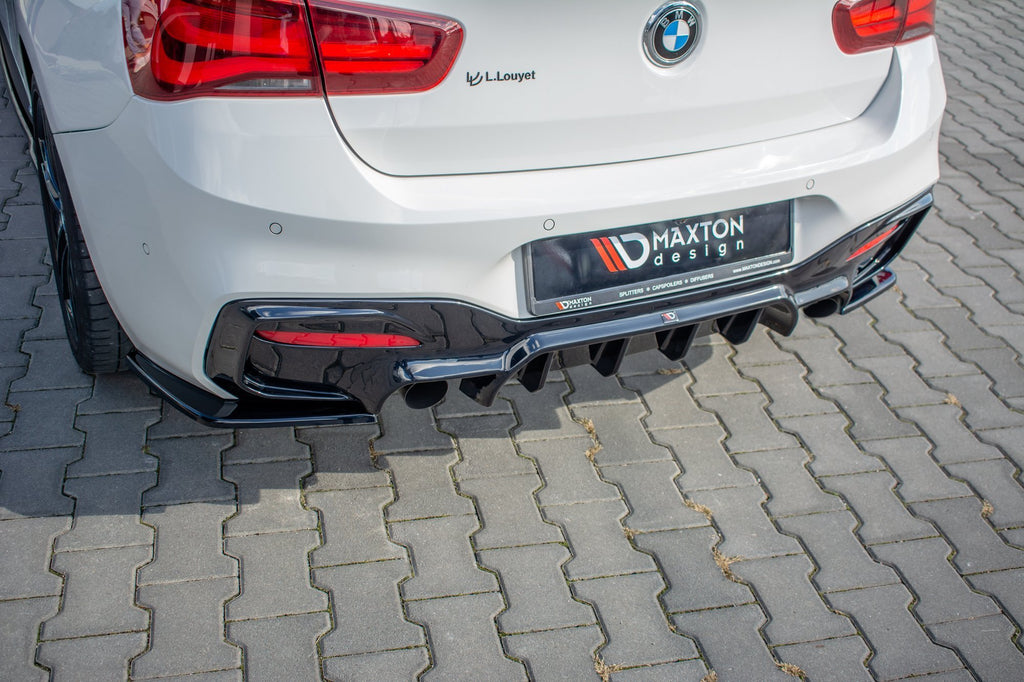 Maxton Design Heck Ansatz Flaps Diffusor passend für BMW 1er F20 Facelift M-power schwarz Hochglanz