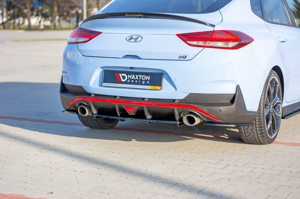 Maxton Design Mittlerer Diffusor Heck Ansatz passend für DTM Look Hyundai I30 N Mk3 Fastback  schwarz Hochglanz