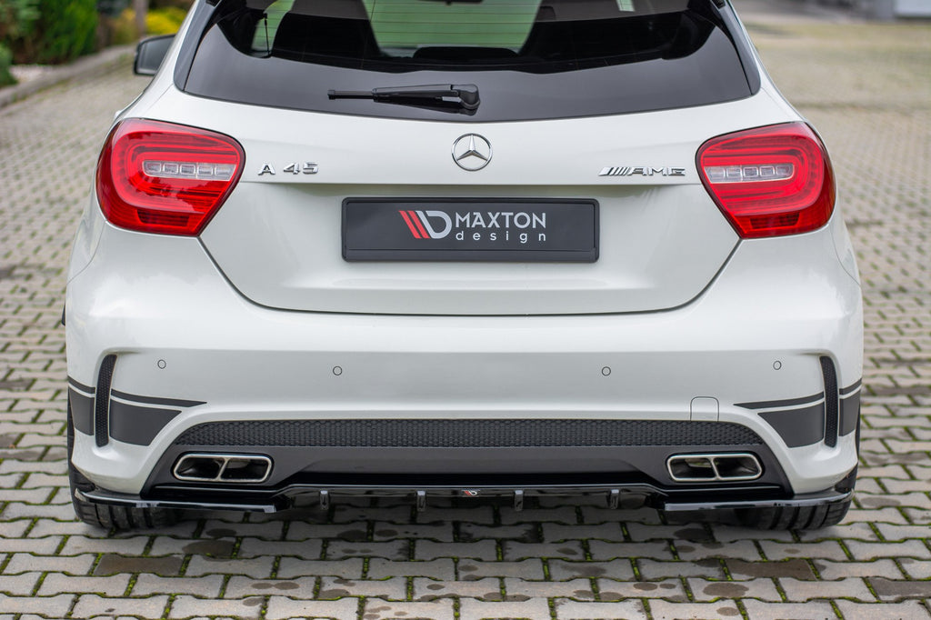 Maxton Design Heck Ansatz Flaps Diffusor passend für Mercedes A45 AMG W176 schwarz Hochglanz
