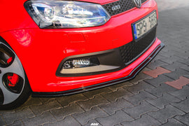 Maxton Design Front Ansatz passend für V.2 VOLKSWAGEN POLO MK5 GTI 6R vor Facelift schwarz Hochglanz