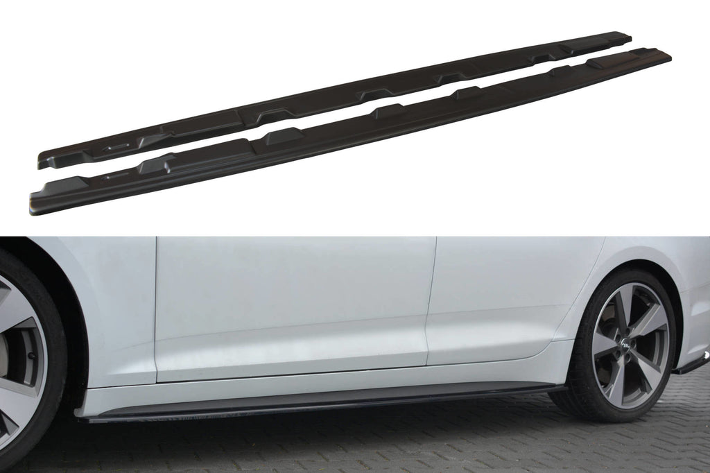 Maxton Design Seitenschweller Ansatz passend für Audi S5 / A5 S-Line F5 Sportback  schwarz Hochglanz