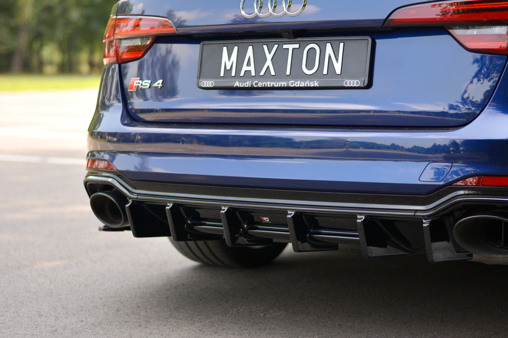 Maxton Design Diffusor Heck Ansatz passend für Audi RS4 B9 Avant schwarz Hochglanz