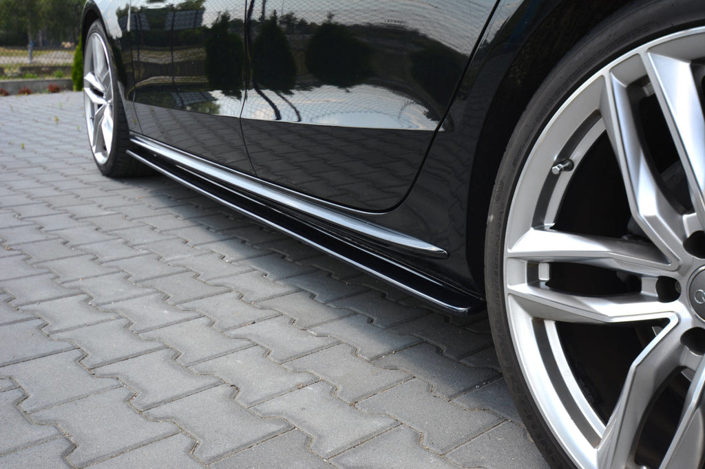 Maxton Design Seitenschweller Ansatz passend für Audi S5 / A5 / A5 S-Line 8T / 8T FL Sportback schwarz Hochglanz